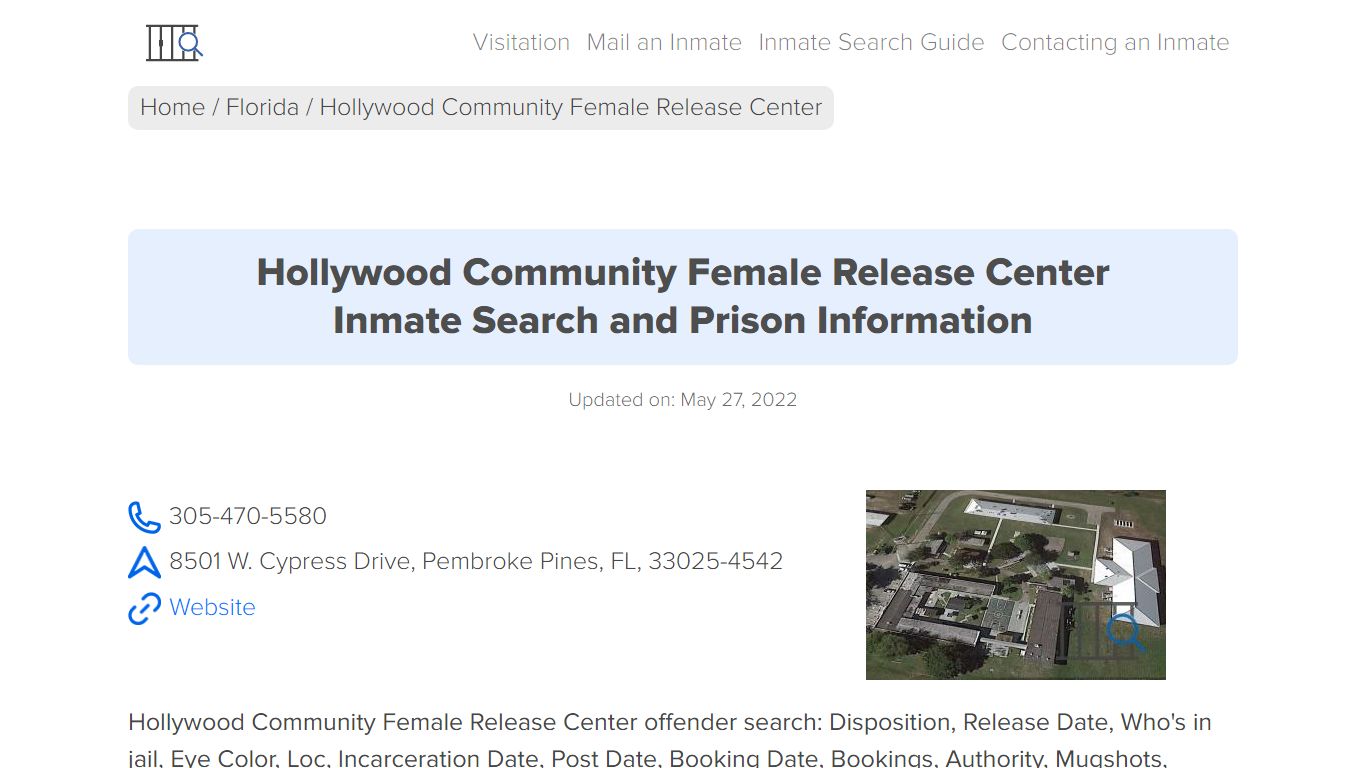 Hollywood Community Female Release Center Inmate Search ...